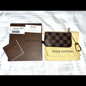 Louis Vuitton Key Pouch Cles Damier Ebene Guarantee Authentic Excellent Cond